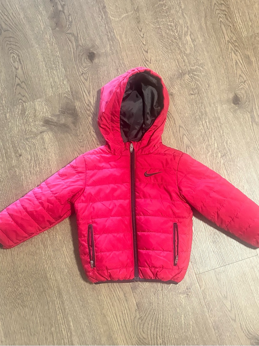Nike Kids Bright Pink Hooded Puffer Jacket